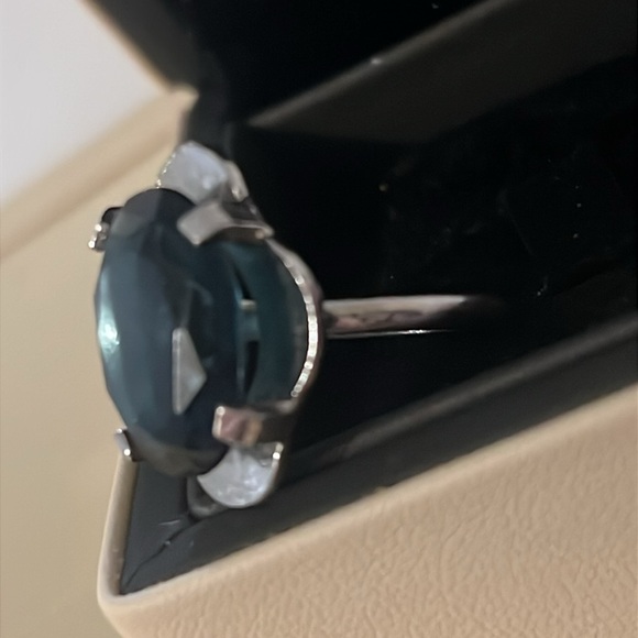 Vintage Art Deco Sterling Silver Blue Sapphire Gemstone Floral Ring - Picture 13 of 16